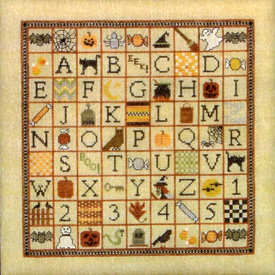 Six Cats and a Witches Hat Cross Stitch Embroidery Pattern Blue Ribbon Designs - Image 1 of 3