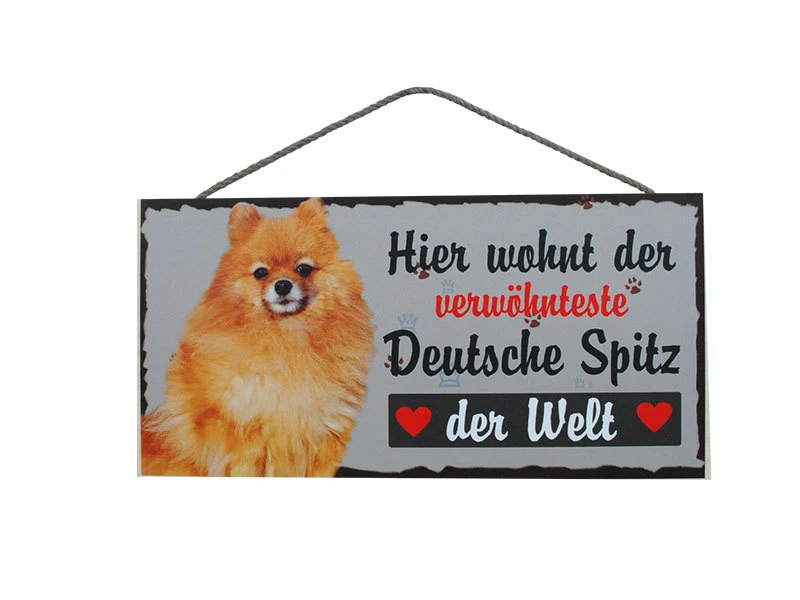 Türschild Spitz, Tierschild Hund aus Holz, Holzschild, deutsche Herstellung - Bild 1 von 1