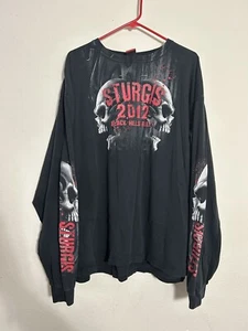 VTG Y2K 2012 STURGIS BLACK HILL RALLY AOP LONG SLEEVE T SHIRT SIZE 3XL FITS XXL - Picture 1 of 3