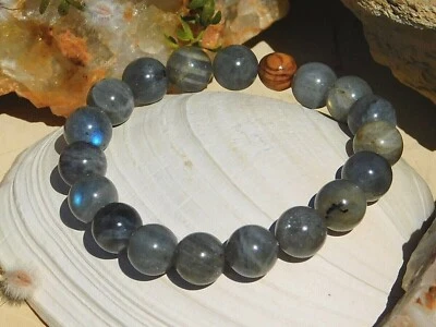 Natural Labradorite Stretch Bracelet Stone of Magic Gemstone Psychic Development - Image 1 of 4