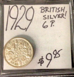 1929 British Silver! 6P! ENN Coins - Picture 1 of 3