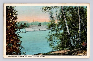 Postcard Maine Bangor ME Penobscot Steamer 1923 Posted White Border - Picture 1 of 2