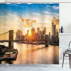 New York Shower Curtain Sunset Scenery from Brooklyn Bridge 70 Inches Long