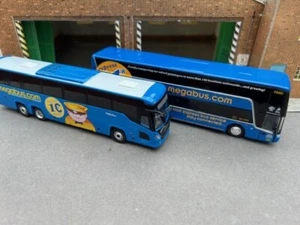 Iconic Replica 1/87th Scale Van Hool TDX Coach &Scania Touring Coach Megabus - Picture 1 of 11