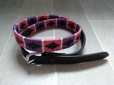 NEW!! with GOLD!*REAL Leather Belt*POLO Polocrosse Design*BLACK*Teen/Adult sizes