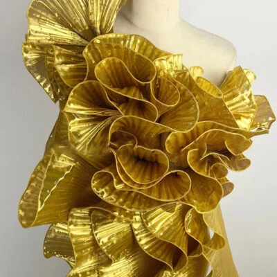 2 Yards Organza Ruffled Fabric Pleated Trim Metallic Edging Sew Crafts Multi, - Image 1 of 4