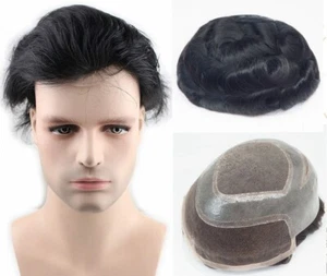 Mens Toupee Lace Front Hair Replacement System Fine Mono Hairpieces Express Ship - Picture 1 of 46
