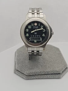 Wenger Analog Digital Watch Watch Silver 40mm Black Dial 199.0687 Needs Service - Picture 1 of 7
