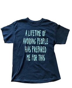Spencer’s Brand Black Unisex Tee Shirt A Lifetime Of Avoiding People Size L - Picture 1 of 2