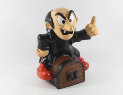 Schlumpf Schlümpfe === Großfigur Gargamel auf Truhe ZEHO 1983 smurfs - Bild 1 von 3