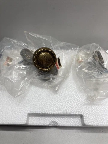 Vintage National Lock Drawer Knobs (Set of 4 ) Gold Brass Hammered Look 1 1/4” Cover