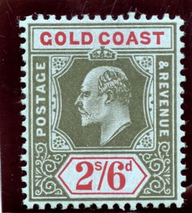 Gold Coast 1911 KEVII 2s 6d blue & red/blue (CH) MLH. SG 67. Sc 64. - Picture 1 of 2