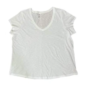 GEBRAUCHT - Spanx weiß Noppen V-Ausschnitt Pima Baumwolle T-Shirt Größe 3X - Etikett angebracht - Bild 1 von 4