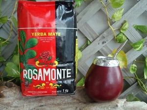 Yerba Mate Rosamonte 1 kg - 2,2 Pfund, aus Argentinien + Mate Kürbis Stroh Glühbirne - Bild 1 von 6