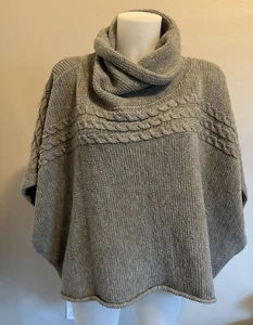 Women’s Soft Gray Knit Cow Neck Poncho Pullover Sweater Size XL - Picture 1 of 13