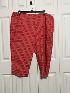 Talbots Woman Classic Fit Red & White Crop Pants, Stretch, Size 24W - Picture 1 of 5