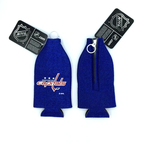 2PK WASHINGTON CAPITALS BLUE GLITTER ZIPPERED BOTTLE KOOZIES COOLERS FREE SHIP Cover