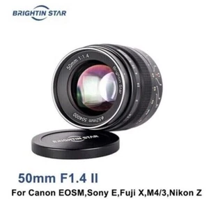 Brightin Star 50mm F1.4 II APS-C Manual Lens For Canon EF-M Nikon Sony M43 Fuji - Picture 1 of 7