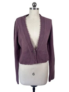 Anthropolgie Sleeping On Snow Y2K Sweater Cardigan Womens Large Pink Wool Cottag - Picture 1 of 11