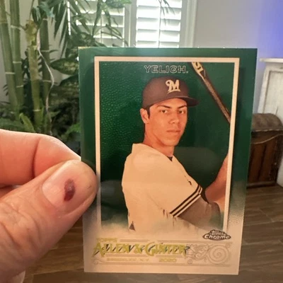 2020 Topps Allen & Ginter Chrome-Christian Yelich #58 Green Refractor /99 - Image 1 of 2