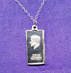 John F. Kennedy Profil .999 Feinsilber 2 Gramm Barren Anhänger, 18" Sterling Kette - Bild 1 von 10