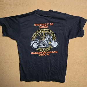 Vintage Harley Davidson Hemd M schwarz IAMAW York Motorrad Biker Einzelnaht - Bild 1 von 9