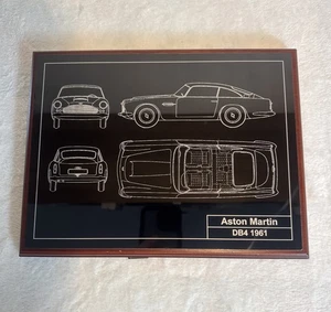 Aston Martin DB4 1961 Bauplan Holz geätzte Plakette B12" x H9" selten sehr guter Zustand - Bild 1 von 21