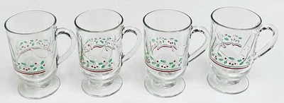 Vintage '80s Libbey Arby's Holly Berry Christmas Irish Coffee Mug~Set of 4~NICE! - Image 1 of 4