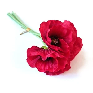 Artificial Red Poppy Flower Bundle 28cm With 6 Faux Decorative Flowers - Picture 1 of 3