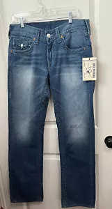 New True Religion 32x33 Men's Ricky Straight Leg Jeans Flap Pockets Voyager - Picture 1 of 12