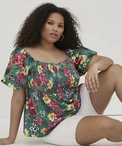 Torrid Popeline gesmoktes Babydoll Oberteil 2X Neu mit Etikett - Bild 1 von 10