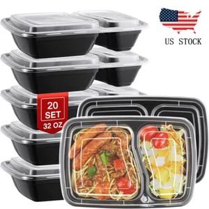 32oz Disposable Food Container Meal Prep BPA Free Microwavable Plastic Lunch Box - Picture 1 of 9