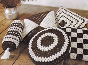 CROCHET SCATTER CUSHIONS~ROUND/SQUARE/OBLONG CUSHION~CROCHET PATTERN (U 59) - Picture 1 of 2