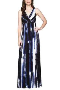 Matty M V-Neck Maxi Dress Size M Rayon Sleeveless Tie Dye Wrap Tank Resort Boho - Picture 1 of 10