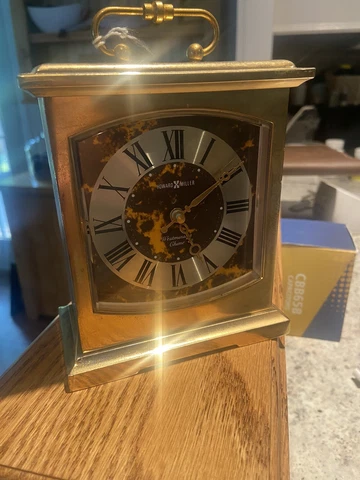 Howard Miller Brass Clock Mantle Desk Model 612737 Westminster Chimes Vintage Cover