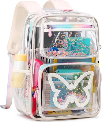 Linda mochila transparente para niños adolescentes niñas mujeres mochilas resistentes transparentes  Foto 1 de 4