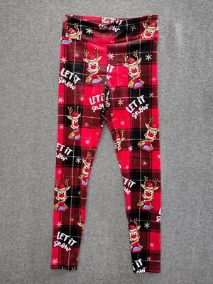 No Boundaries Women's Juniors Christmas Printed Velour Legging M 7-9 - Image 1 of 4