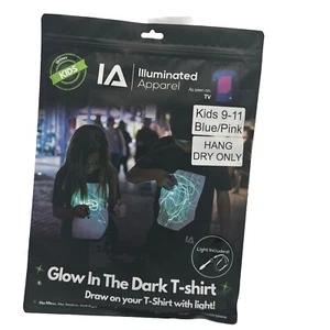 Illuminated Apparel (IA) Blue/Pink Glow in the Dark T Shirt Kids 9-11 Years New - Picture 1 of 6