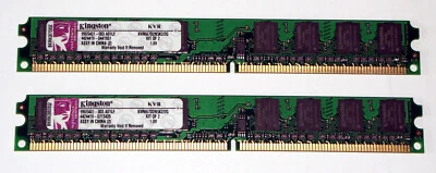 2 GB DDR2-RAM-Kit (2x1GB) 240-pin PC2-5300U non-ECC  'Kingston KVR667D2N5K2/2G' - Imagen 1 de 2