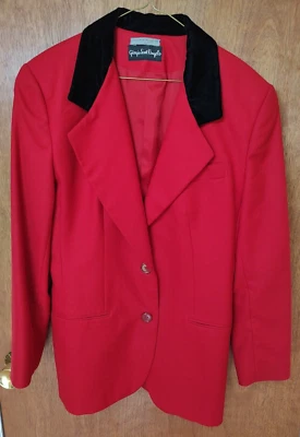 Vintage Giorgio Sant Angelo sz 12 red wool blazer with balck velvet like collara - Image 1 of 4