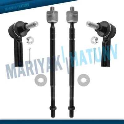 Both (4) Inner & Outer Tie Rod Ends For Toyota Corolla and Geo Prizm 1993-1996 - Image 1 of 4