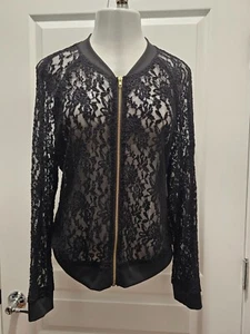 STOOCH BLACK LACE BOMBER STLE JACKET SIZE XL - Picture 1 of 2