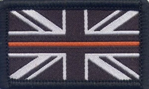 Die dünne orange Linie Such- und Rettungsgewebe Abzeichen Aufnäher Union Jack Flagge 3 x 5 cm - Bild 1 von 1