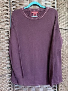 Krimson Klover Maroon Burgundy Merino Wool Sweater Striped Back Large - Bild 1 von 9