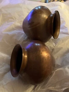"Par (2) jarrones de jengibre de cobre macizo vintage Agrawal, India - 5""H" - Imagen 1 de 7