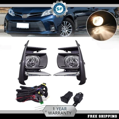 For 2018-2020 Toyota Sienna Front Bumper Fog Lights Lamps Chrome W/bezel+harness - Изображение 1 из 4