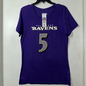 Baltimore Ravens #5 Joe Flacco Women’s Size Large Purple T-Shirt New With Tags - Picture 1 of 13