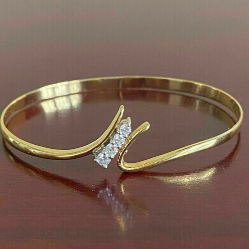 VALENTINO Bracciale fantasia moissanite taglio tondo 1 ct 7'' placcato oro giallo 14 carati
