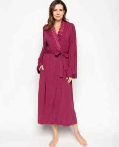 Ladies Magenta Pink Soft Knit Dressing Gown 'Katherine' - SIZE 8 10 - Picture 1 of 3
