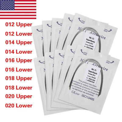 100PCS Dental Orthodontic Round Arch Wire Super Elastic NITI Ovoid Form Sizes US - Image 1 of 2
